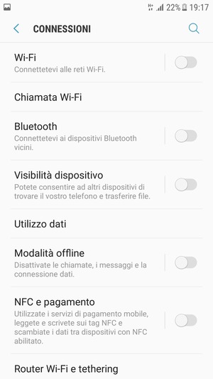 Seleziona Wi-Fi