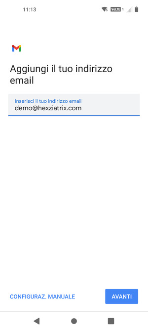 Inserisci il tuo indirizzo email e seleziona AVANTI