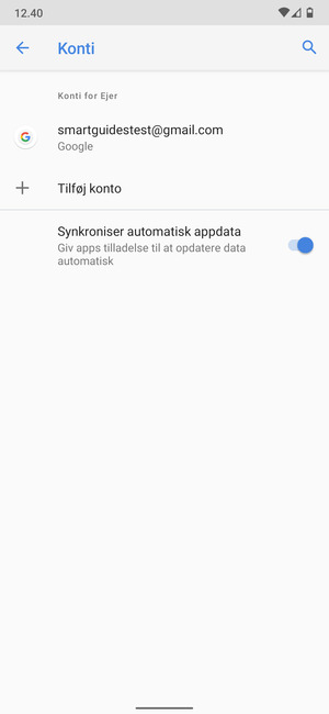 Vælg din Google konto