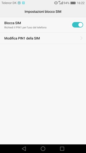 Seleziona Modifica PIN della SIM