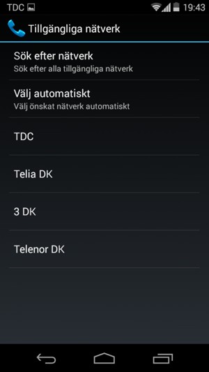 Välj en nätverksoperatör från listan