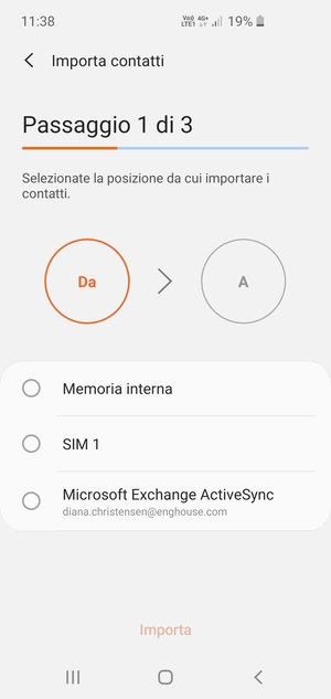 Seleziona SIM 1 o SIM 2