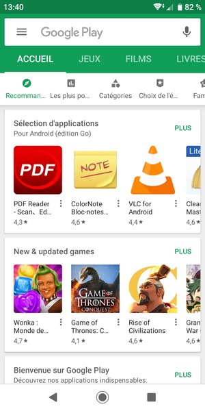 Sélectionnez la barre de Recherche