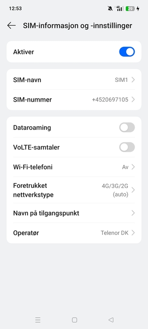 For å bytte nettverk hvis det oppstår nettverksproblemer, velg Operatør