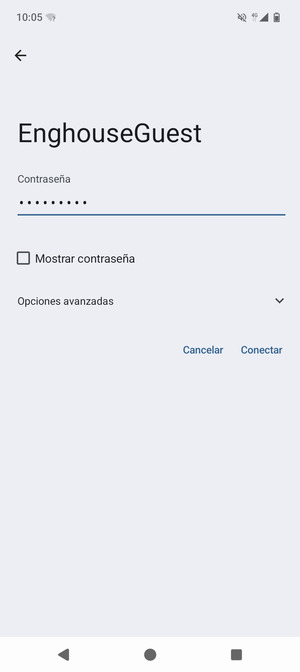 Introduzca la contraseña de Wi-Fi y seleccione Conectar