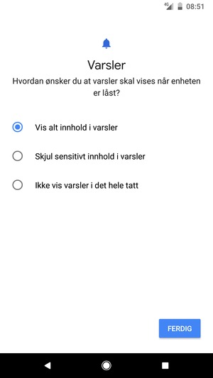 Velg ønsket alternativ og velg FERDIG