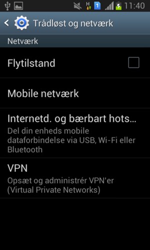Vælg Mobile netværk