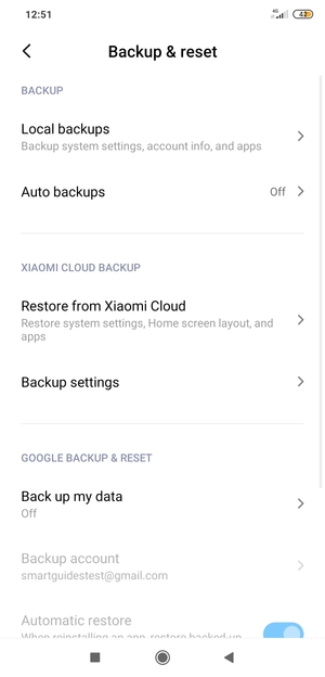 Select Back up my data