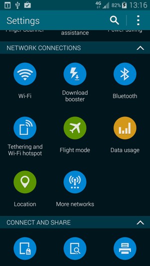 Scroll to and select More networks
