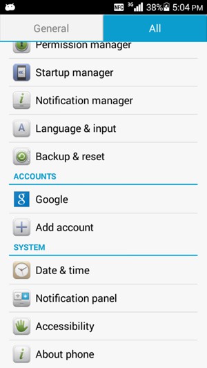 Scroll to and select About phone