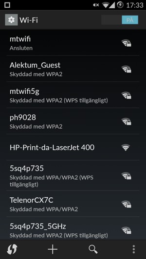 Du är nu ansluten till Wi-Fi nätverket