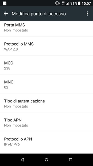 Scorri verso il basso e inserisci le informazioni di internet