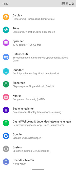 Scrollen Sie und wählen Sie System