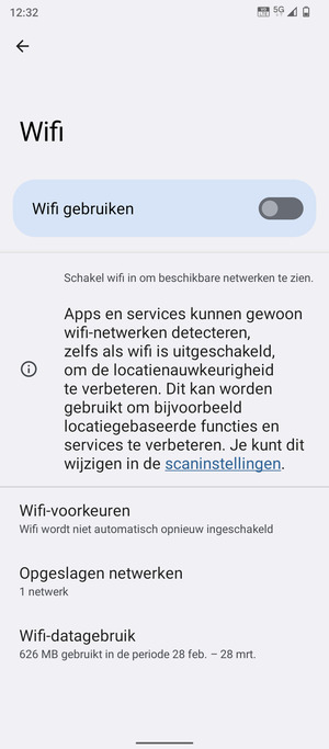Schakel Wifi gebruiken in