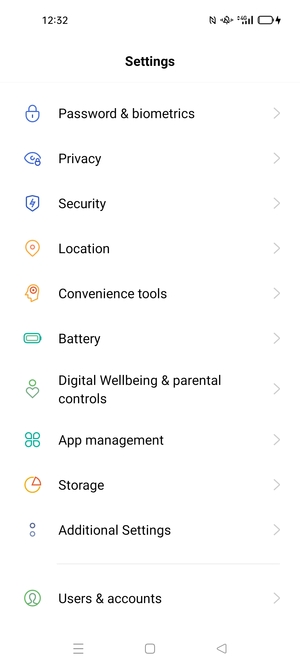 Scroll to and select Security