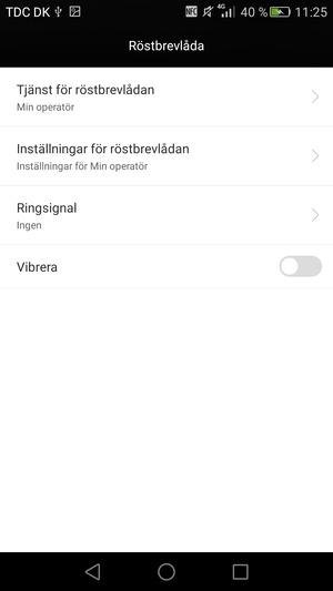 Välj Inställningar för röstbrevlådan
