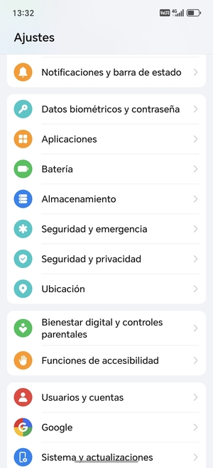 Desplácese y seleccione Seguridad y privacidad