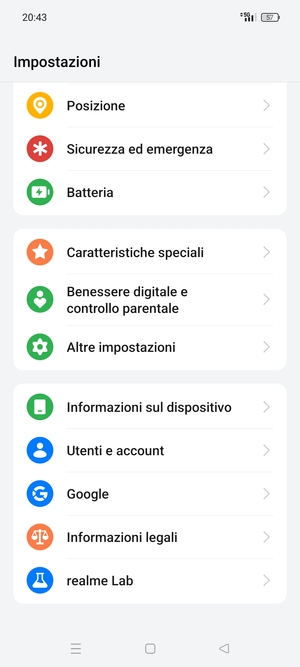Scorri e seleziona Utenti e account