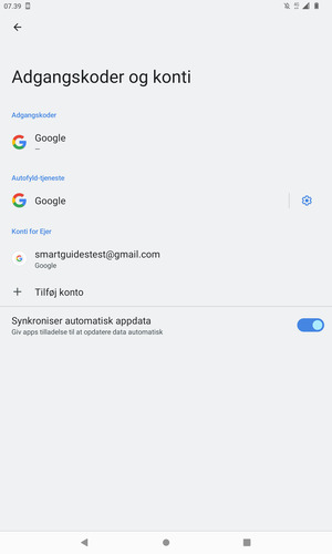 Vælg din Google konto
