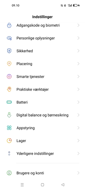 Scroll til og vælg Sikkerhed