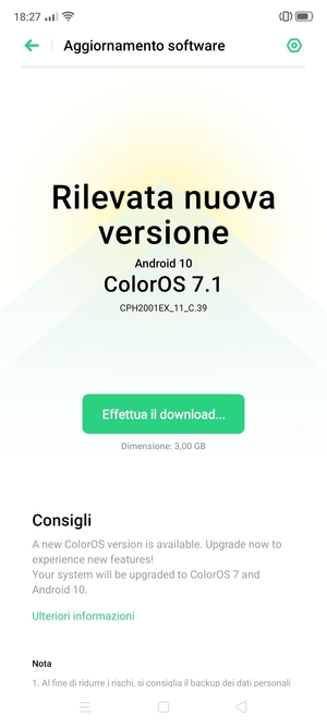 Se il tuo telefono non è aggiornato, segui le istruzioni sullo schermo.