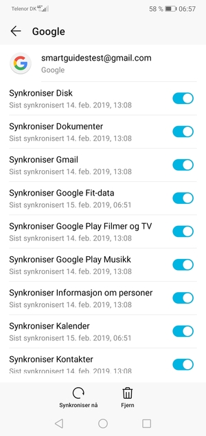Velg Synkroniser nå