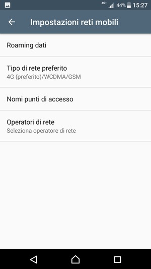 Seleziona Tipo di rete preferito
