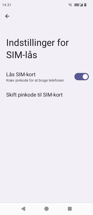 Vælg  Skift pinkode til SIM-kort