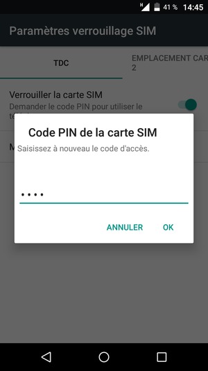 Veuillez confirmer votre nouveau code PIN et sélectionner OK