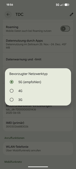 Wählen Sie die gewünschte Option