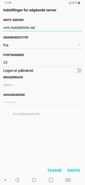 Slå Logon er påkrævet fra og vælg NÆSTE