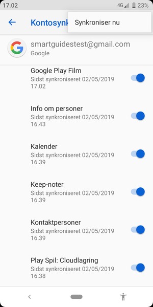 Vælg Synkroniser nu