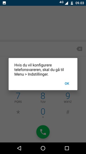 Hvis din telefonsvarer ikke er sat op, vælg OK