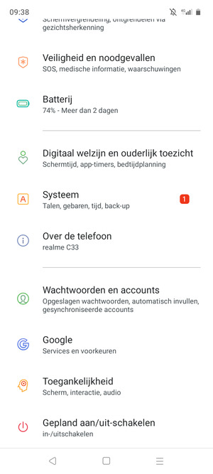 Scroll naar en selecteer Wachtwoord en accounts
