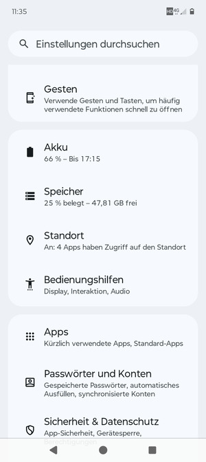 Scrollen Sie und wählen Sie Standort