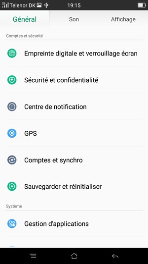 Faites défiler et sélectionnez Sécurité et confidentialité