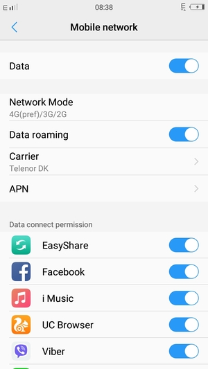 Turn Data roaming on or off
