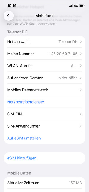 Scrollen Sie und wählen Sie SIM-PIN