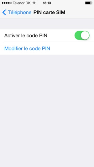 Sélectionnez Modifier le code PIN