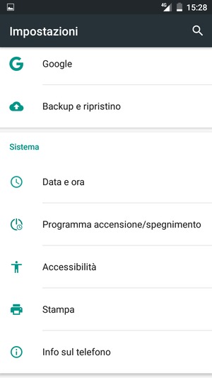 Scorri e seleziona Info sul telefono