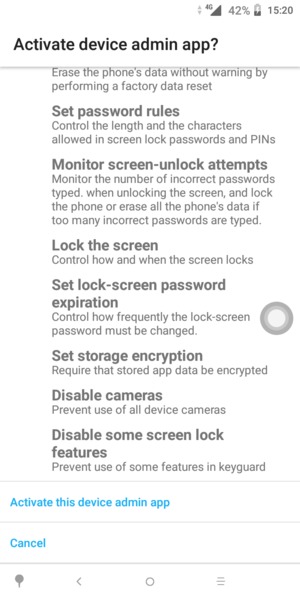 Scroll to and select Activate this device admin app