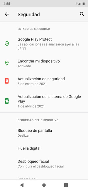 Seleccione Bloqueo de pantalla