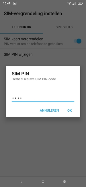 Bevestig uw nieuwe SIM PIN-code en selecteer OK