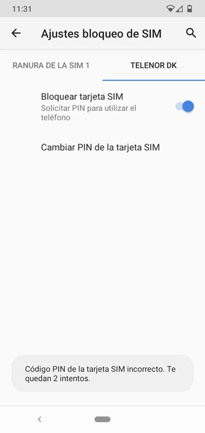 Su PIN de tarjeta SIM ha sido cambiado