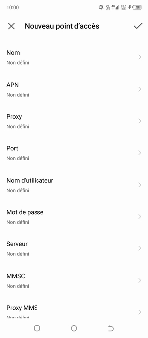 Saisissez les informations MMS