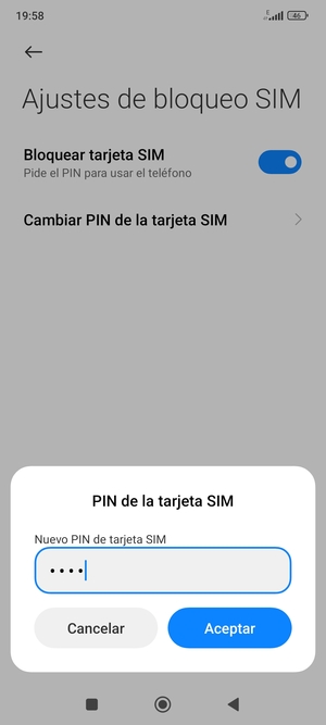 Introduzca su Nuevo PIN de tarjeta SIM y seleccione Aceptar