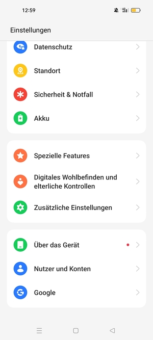 Scrollen Sie und wählen Sie Zusätzlich Einstellungen