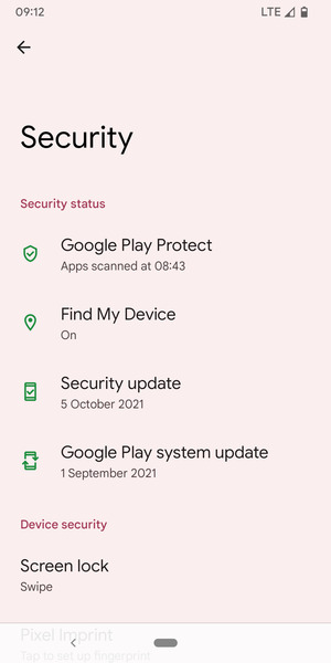 To activate your screen lock, go to the Security menu and select Screen lock