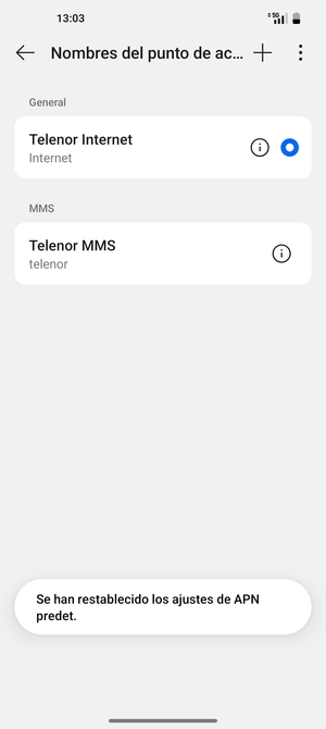 Seleccione Nuevo APN