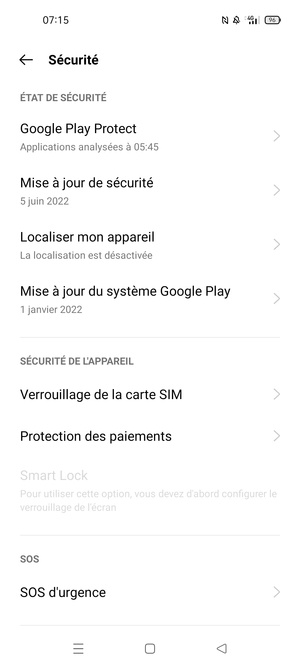 Faites défiler et sélectionnez Verrouillage de la carte SIM